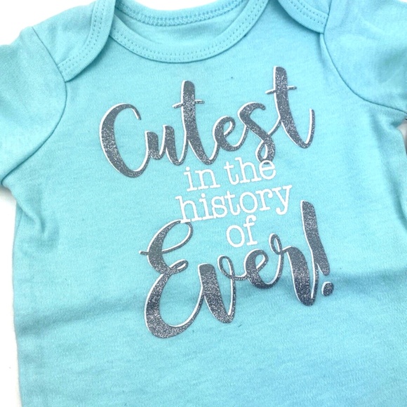 Baby Starters Bodysuit Size 6m Girls Cutest in History Glitter Snap Infants - Picture 2 of 8